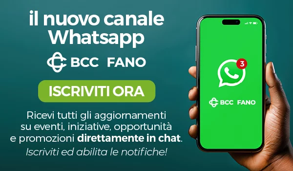 Ecco il canale WhatsApp di BCC Fano per soci e clienti